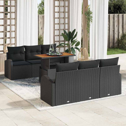 7-Teiliges Garten-Sofa-Set Mit Kissen Poly-Rattan