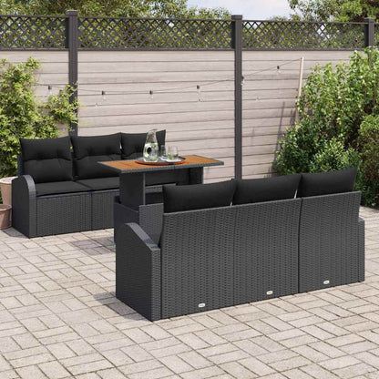 7-Teiliges Garten-Sofa-Set Mit Kissen Poly-Rattan