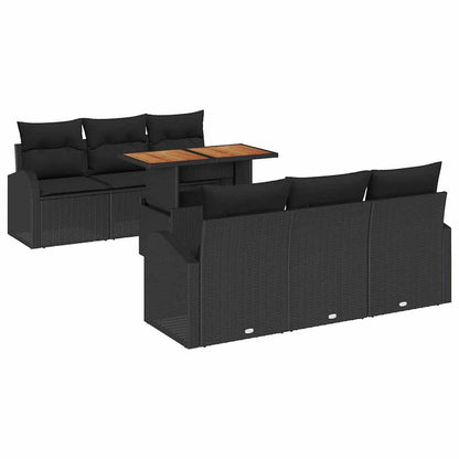 7-Teiliges Garten-Sofa-Set Mit Kissen Poly-Rattan