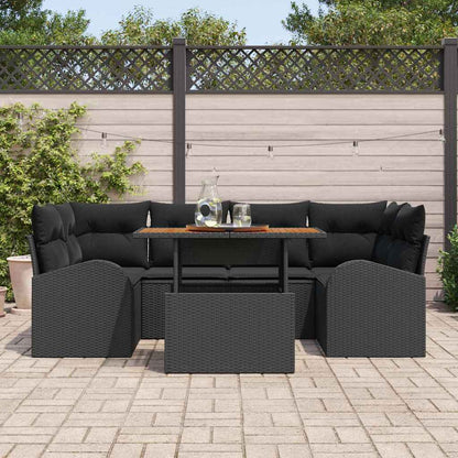 7-Teiliges Garten-Sofa-Set Mit Kissen Poly-Rattan