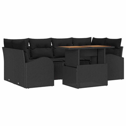 7-Teiliges Garten-Sofa-Set Mit Kissen Poly-Rattan