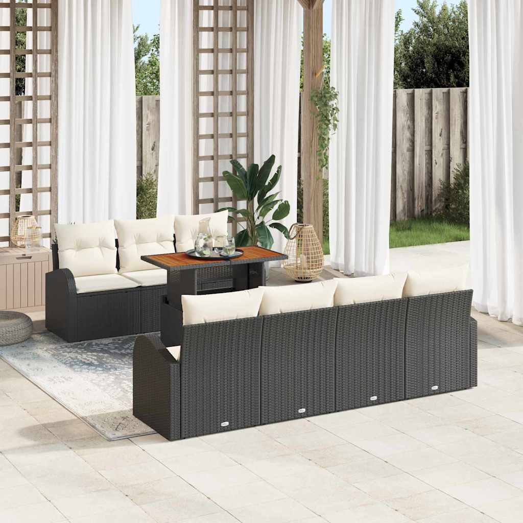 8-Teiliges Garten-Sofaset Mit Kissen Poly-Rattan
