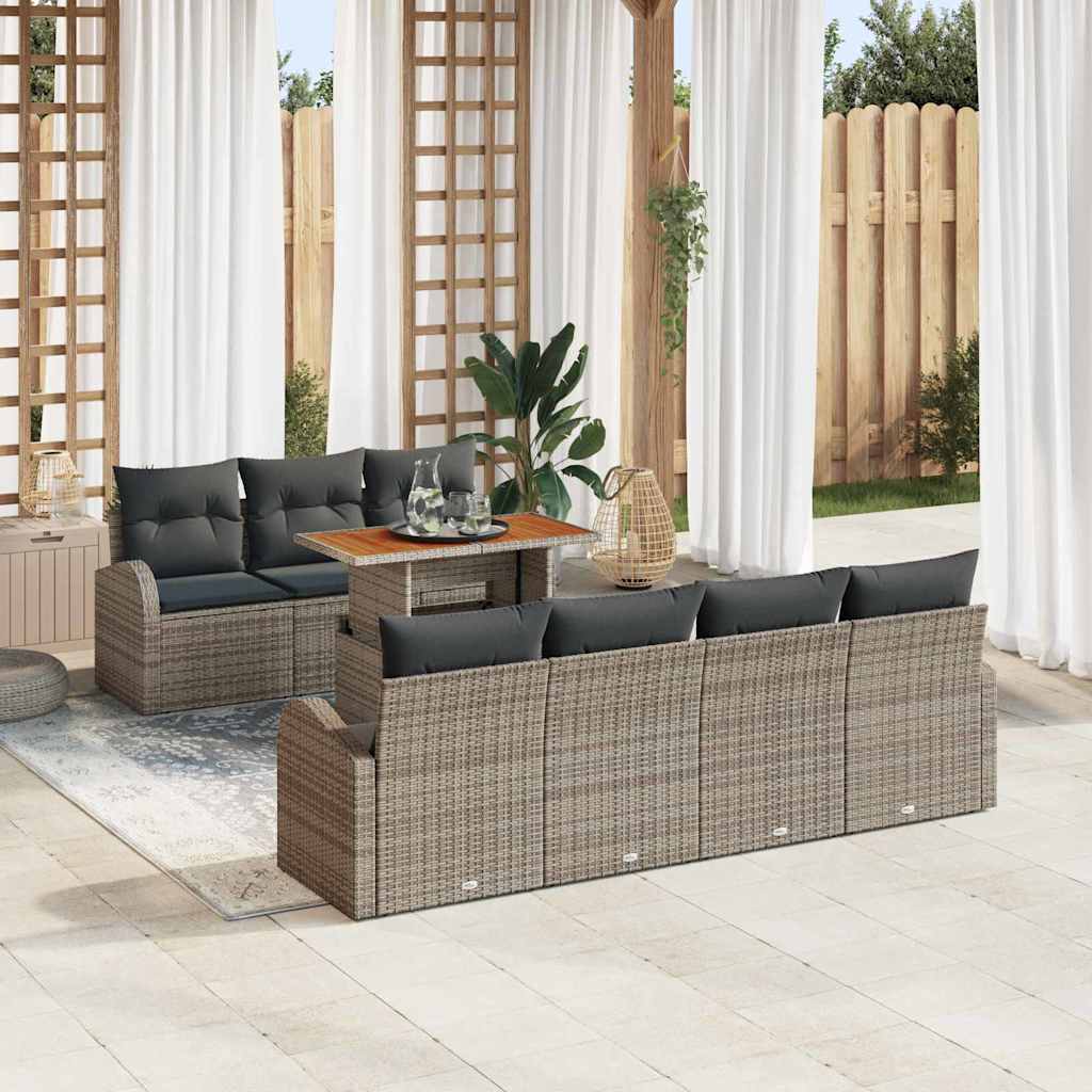 8-Teiliges Garten-Sofaset Mit Kissen Poly-Rattan