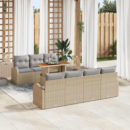 8-Teiliges Garten-Sofaset Mit Kissen Poly-Rattan