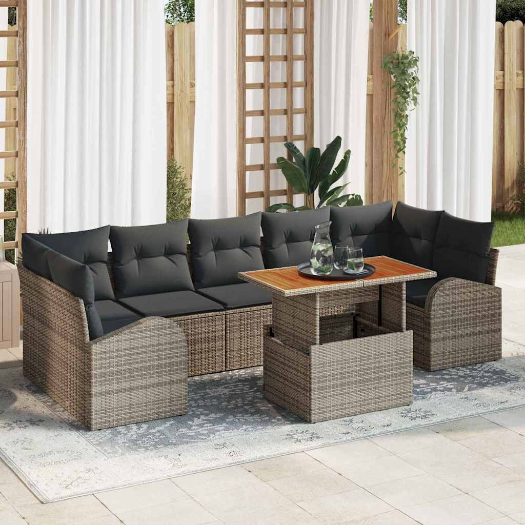 8-Teiliges Garten Sofa Set Mit Kissen Poly Rattan