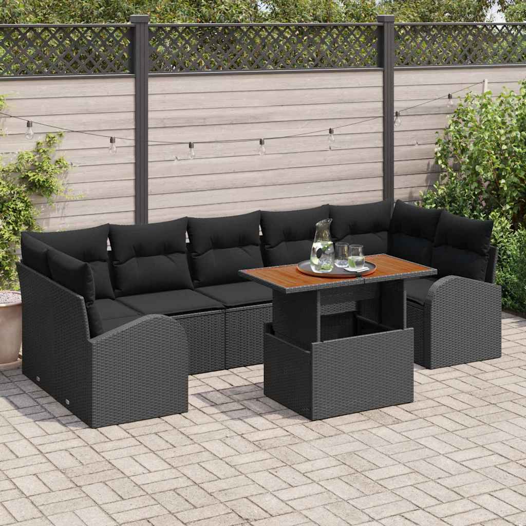 8-Teiliges Garten Sofa Set Mit Kissen Poly Rattan