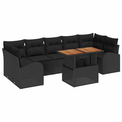 8-Teiliges Garten Sofa Set Mit Kissen Poly Rattan