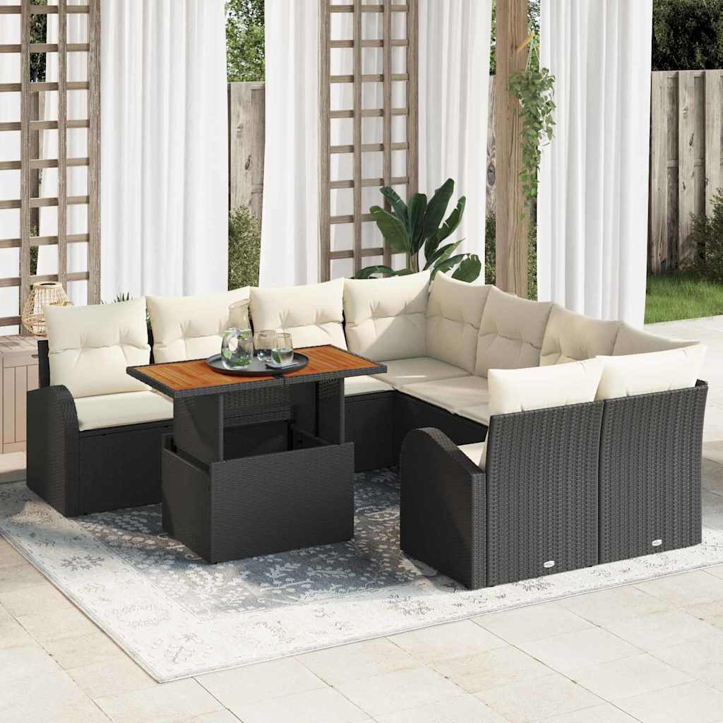 9-Teiliges Garten Sofa Set Mit Kissen, Es Poly-Rattan