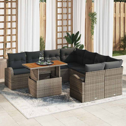 9-Teiliges Garten Sofa Set Mit Kissen, Es Poly-Rattan