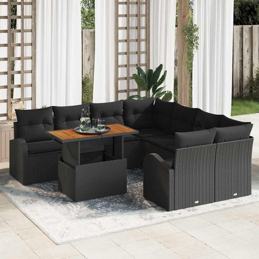 9-Teiliges Garten Sofa Set Mit Kissen, Es Poly-Rattan