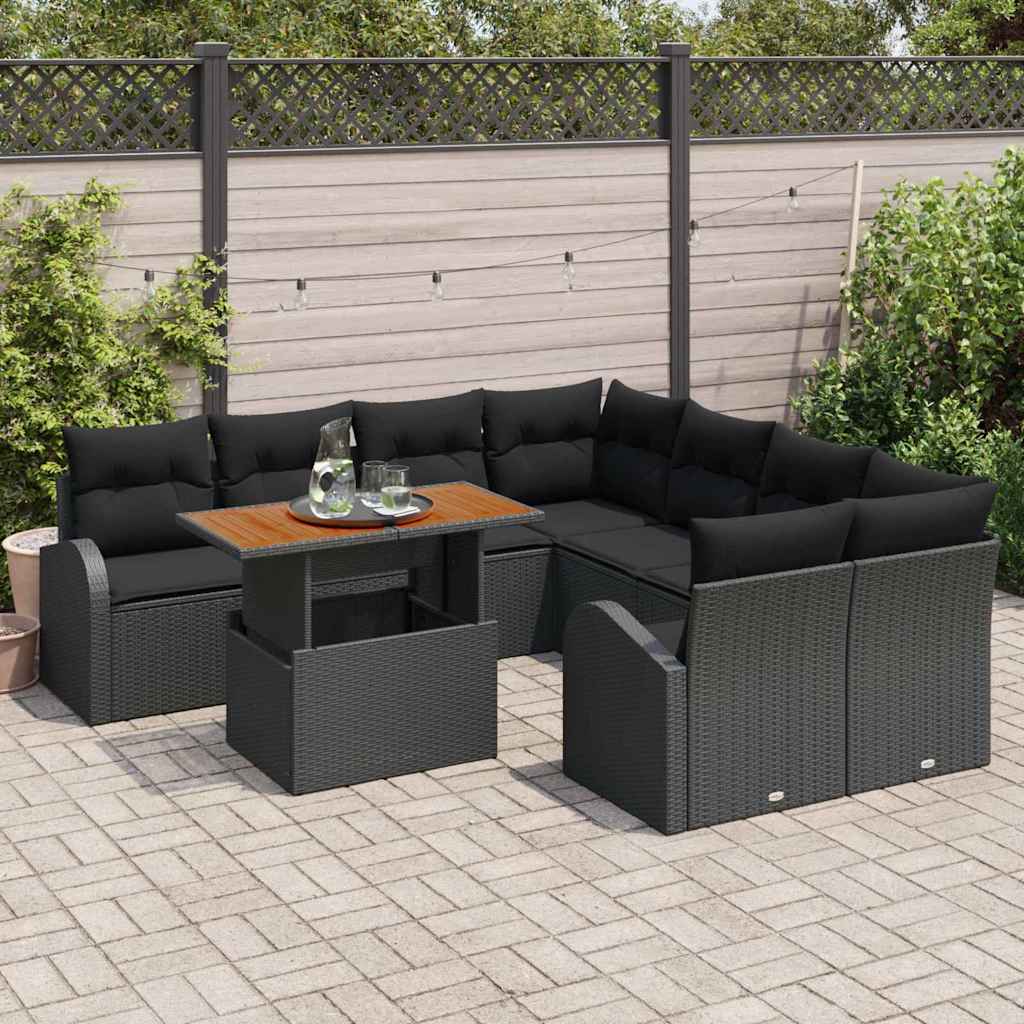 9-Teiliges Garten Sofa Set Mit Kissen, Es Poly-Rattan