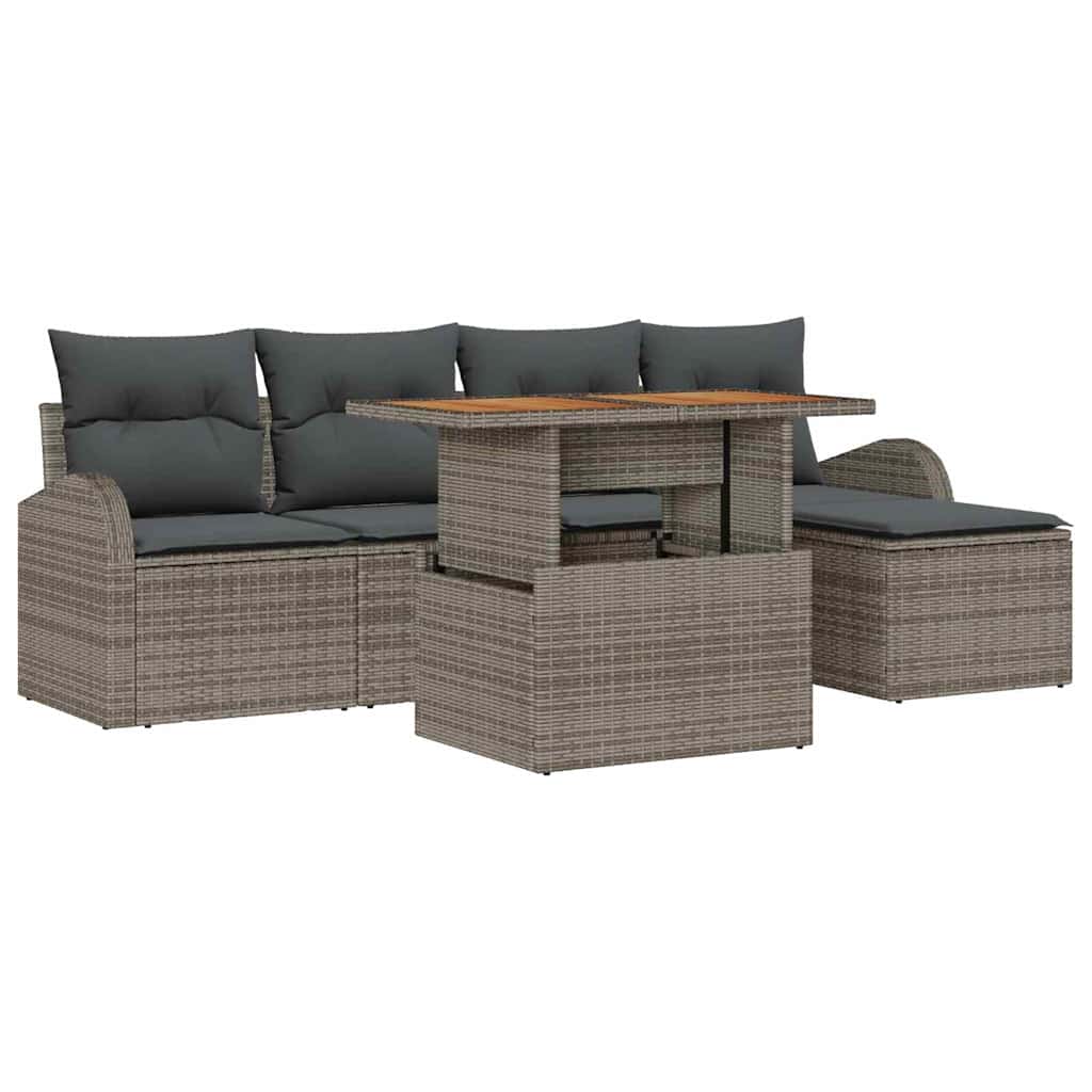 6-Teiliges Garten Sofaset Mit Kissen Poly Rattan