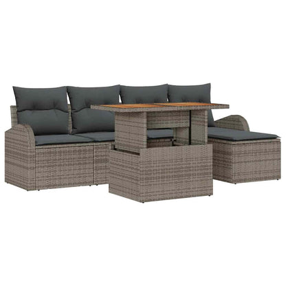 6-Teiliges Garten Sofaset Mit Kissen Poly Rattan