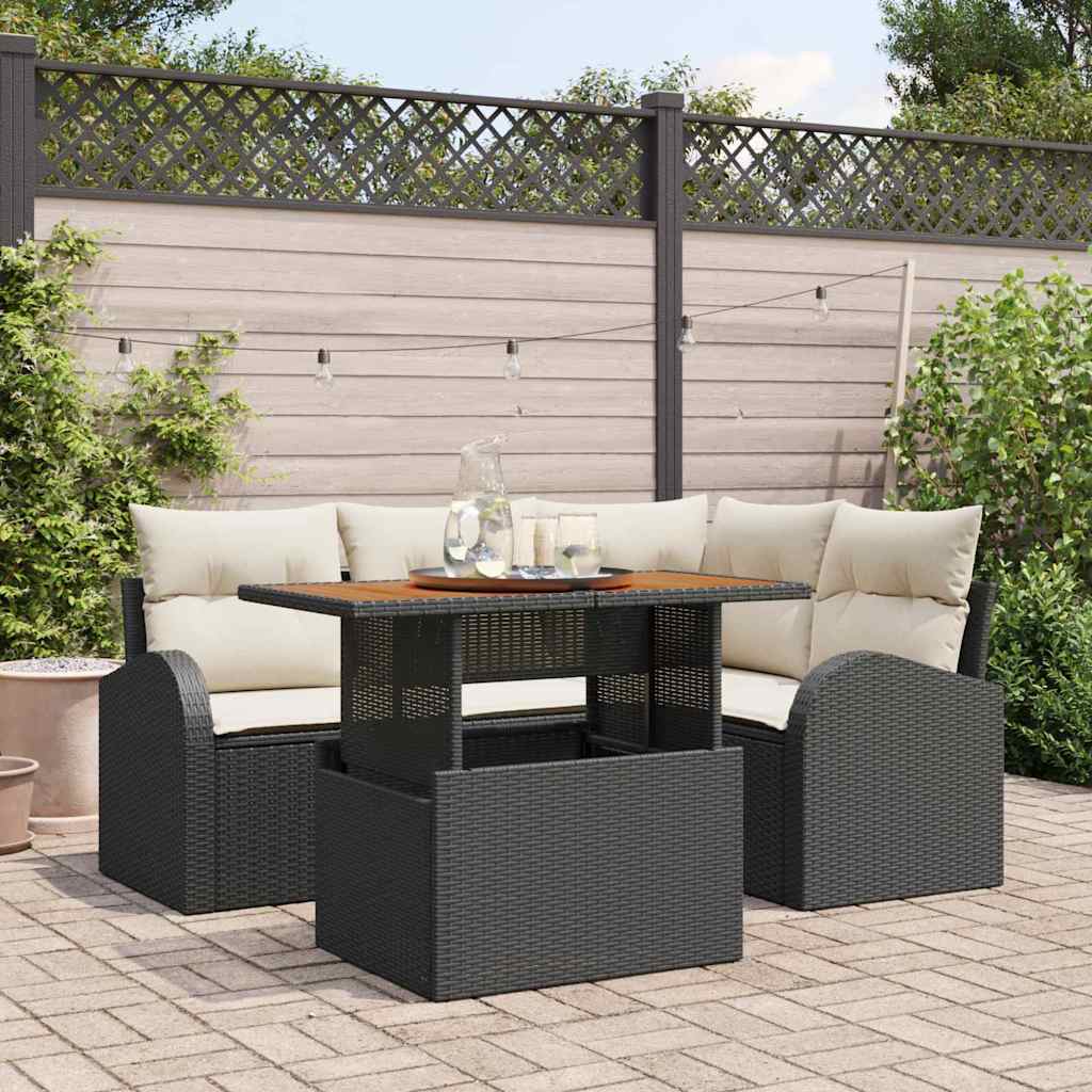 5-Teiliges Garten Sofa Set Mit Kissen Er Poly Rattan