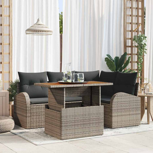 5-Teiliges Garten Sofa Set Mit Kissen Er Poly Rattan