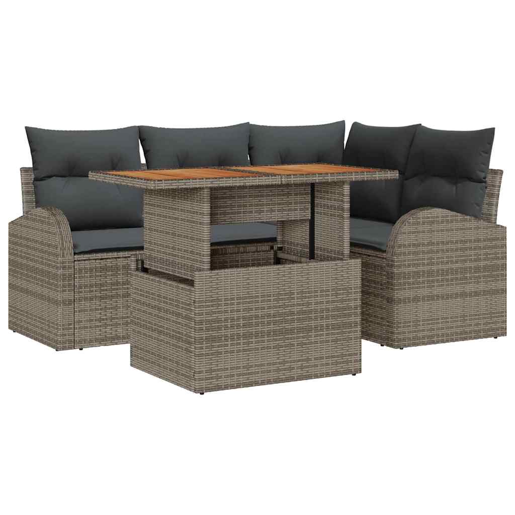 5-Teiliges Garten Sofa Set Mit Kissen Er Poly Rattan