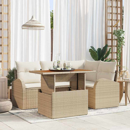 5-Teiliges Garten Sofa Set Mit Kissen Er Poly Rattan