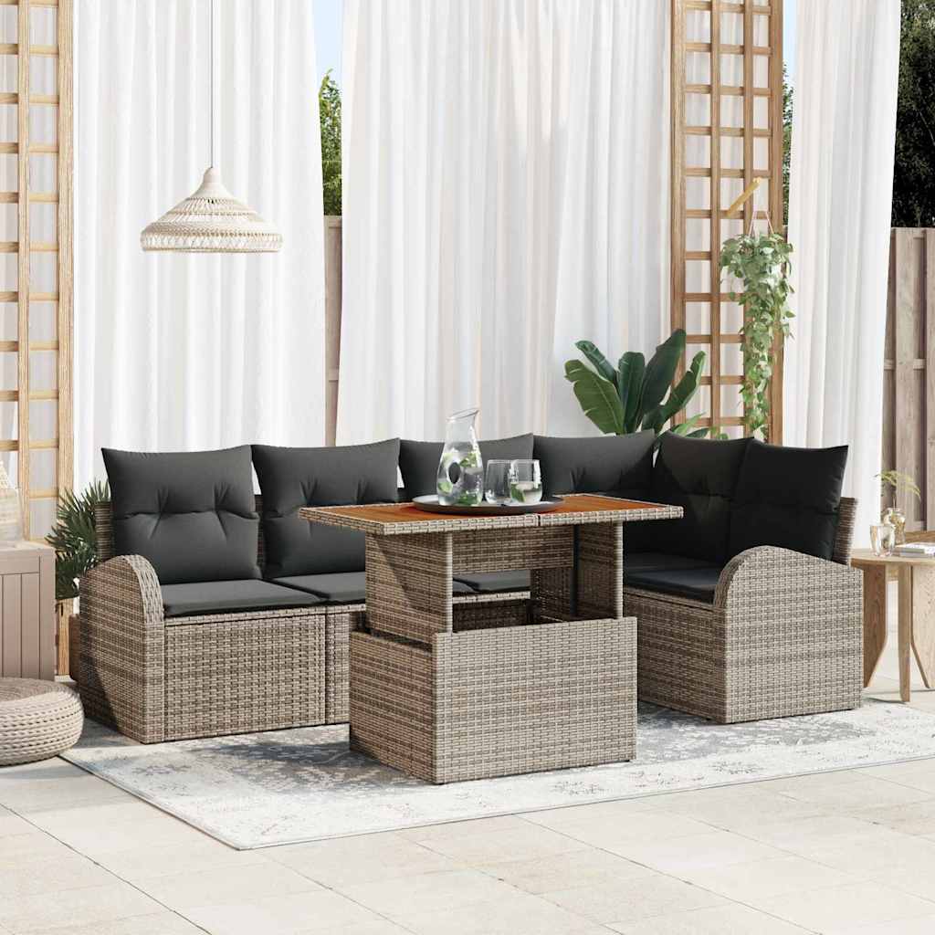 6-Teiliges Garten Sofa Set Mit Kissen Poly Rattan