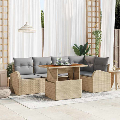 6-Teiliges Garten Sofa Set Mit Kissen Poly Rattan
