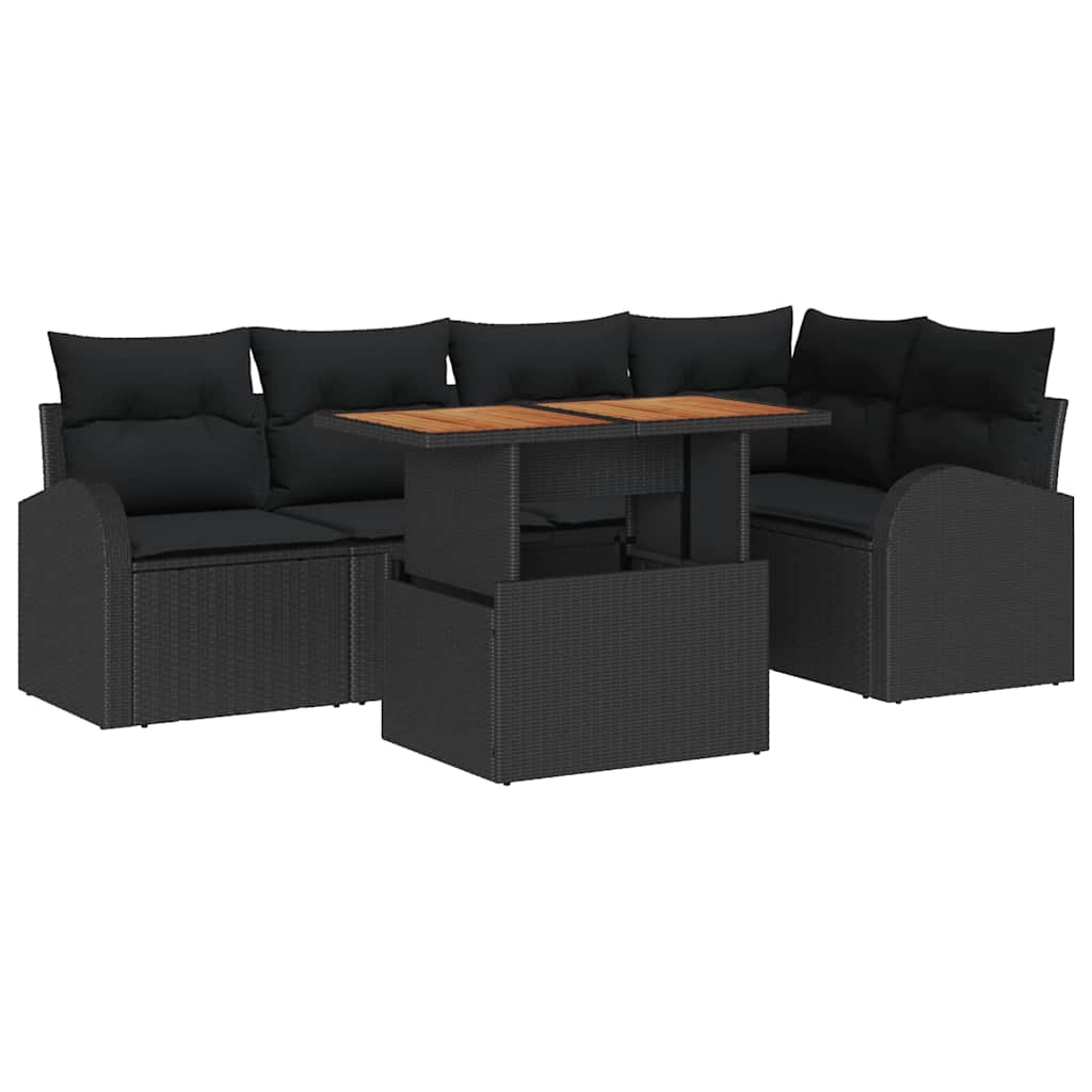 6-Teiliges Garten Sofa Set Mit Kissen Poly Rattan
