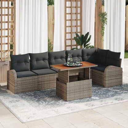 7-Teiliges Garten Sofa Set Mit Kissen Poly Rattan