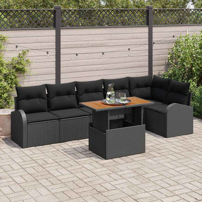 7-Teiliges Garten Sofa Set Mit Kissen Poly Rattan