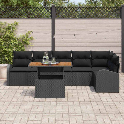 7-Teiliges Garten Sofa Set Mit Kissen Poly Rattan