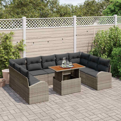 10-Teilige Garten Sofa Set Mit Kissen Poly Rattan