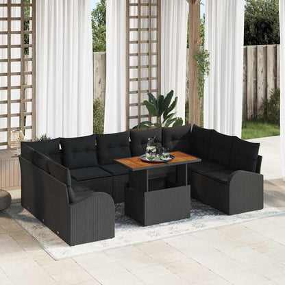 10-Teilige Garten Sofa Set Mit Kissen Poly Rattan