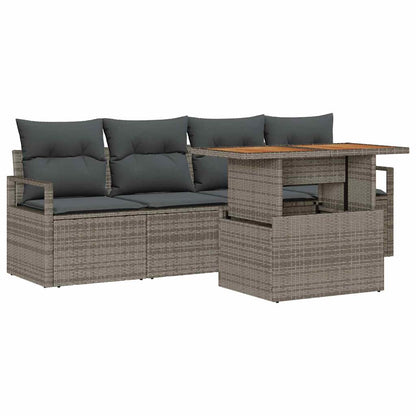 5-Teiliges Garten-Sofa-Set Mit Kissen Es Poly-Rattan