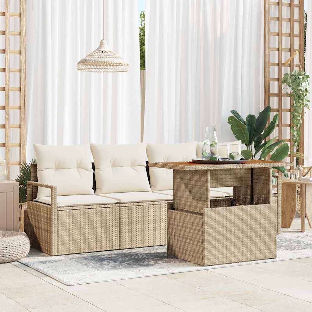 5-Teiliges Garten-Sofa-Set Mit Kissen Es Poly-Rattan
