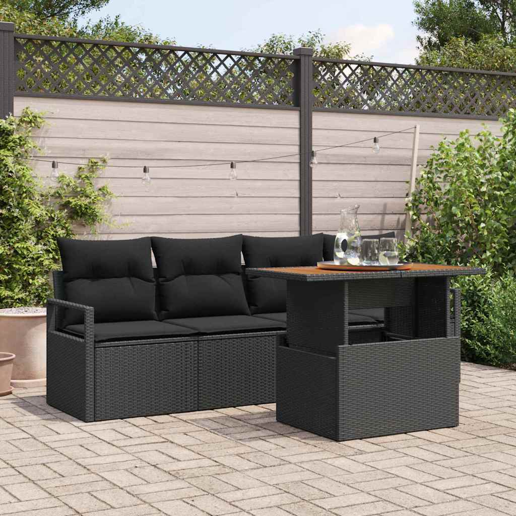 5-Teiliges Garten-Sofa-Set Mit Kissen Es Poly-Rattan