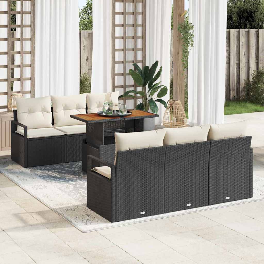 7-Teiliges Garten-Sofa-Set Mit Kissen Es Poly-Rattan