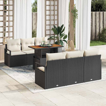 7-Teiliges Garten-Sofa-Set Mit Kissen Es Poly-Rattan