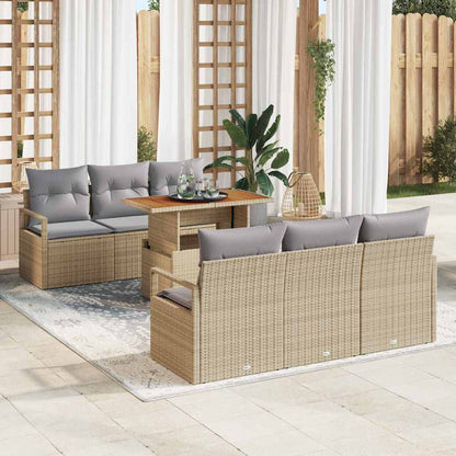 7-Teiliges Garten-Sofa-Set Mit Kissen Es Poly-Rattan