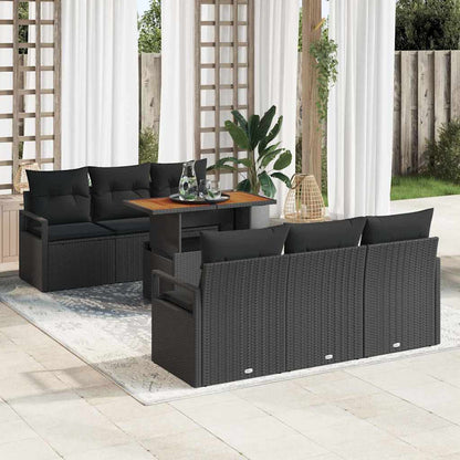 7-Teiliges Garten-Sofa-Set Mit Kissen Es Poly-Rattan