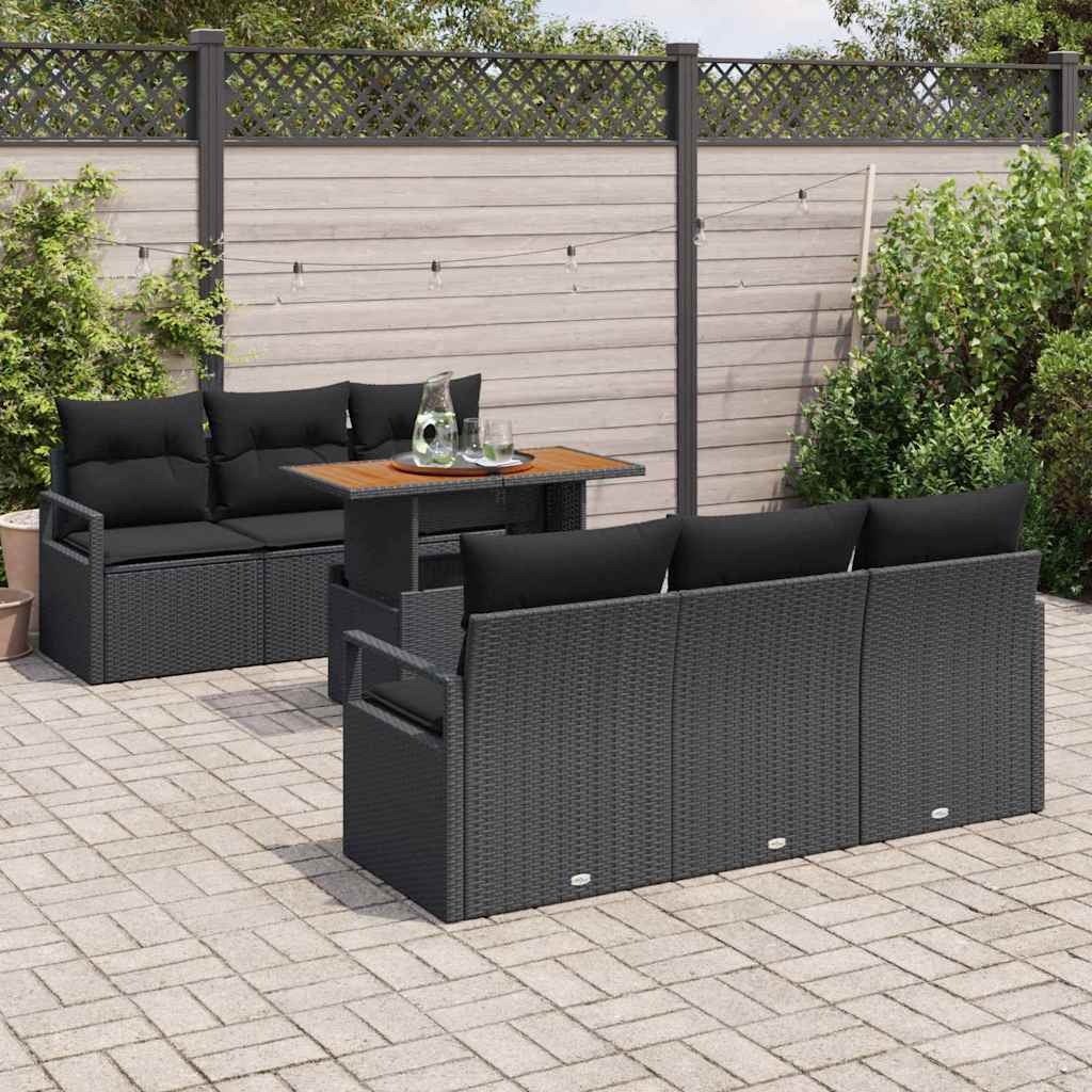 7-Teiliges Garten-Sofa-Set Mit Kissen Es Poly-Rattan