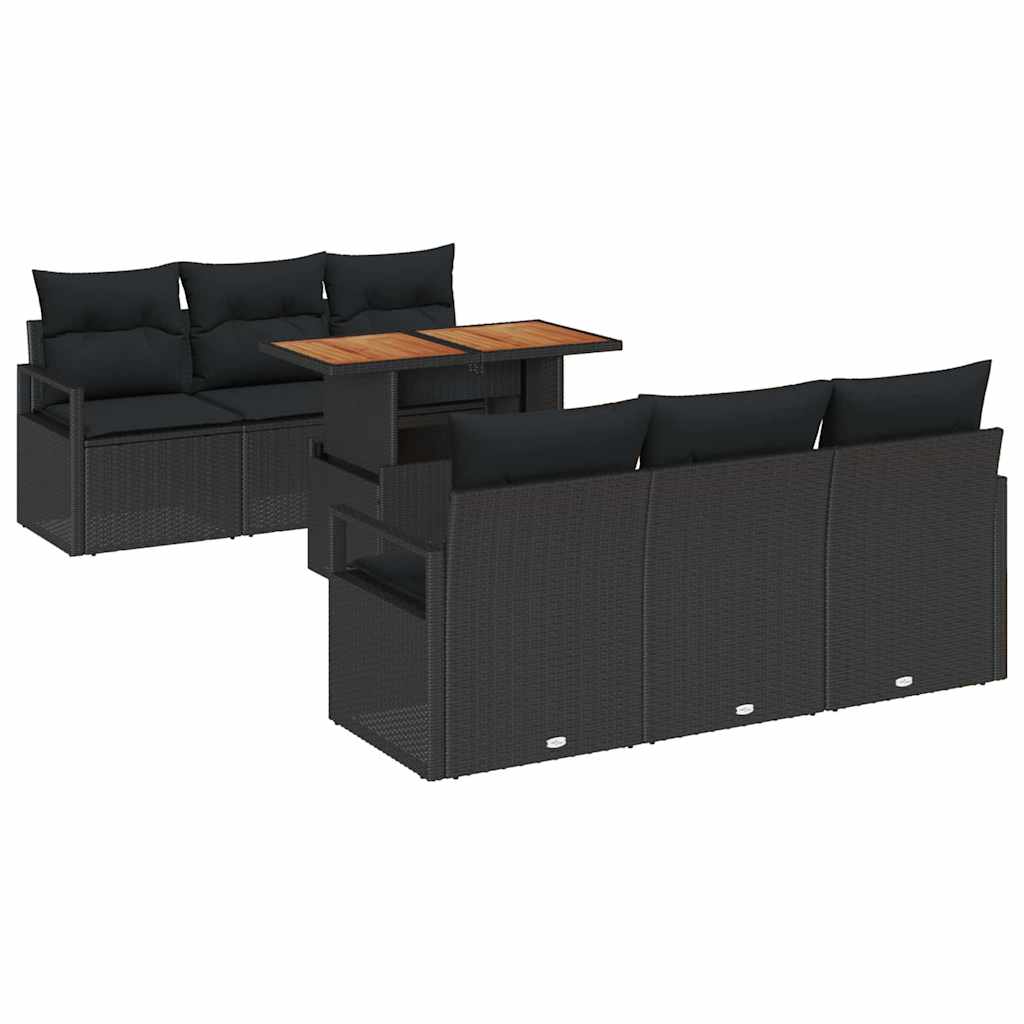 7-Teiliges Garten-Sofa-Set Mit Kissen Es Poly-Rattan