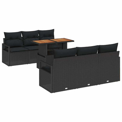 7-Teiliges Garten-Sofa-Set Mit Kissen Es Poly-Rattan