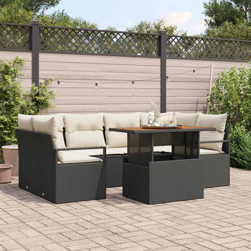 7-Teiliges Garten Sofaset Mit Kissen Poly Rattan