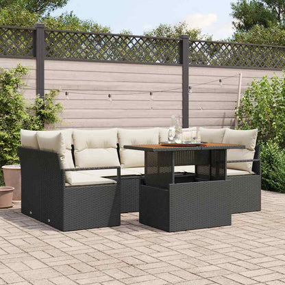 7-Teiliges Garten Sofaset Mit Kissen Poly Rattan