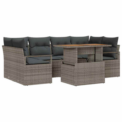 7-Teiliges Garten Sofaset Mit Kissen Poly Rattan