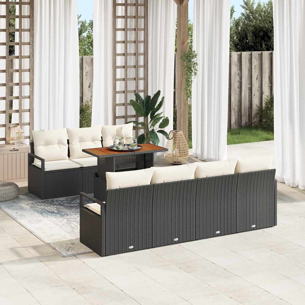 8-Teiliges Garten Sofa Set Mit Kissen Poly Rattan