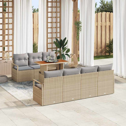 8-Teiliges Garten Sofa Set Mit Kissen Poly Rattan