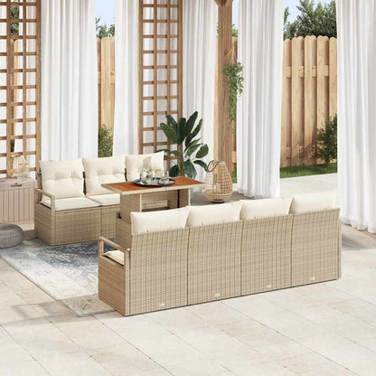8-Teiliges Garten Sofa Set Mit Kissen Poly Rattan