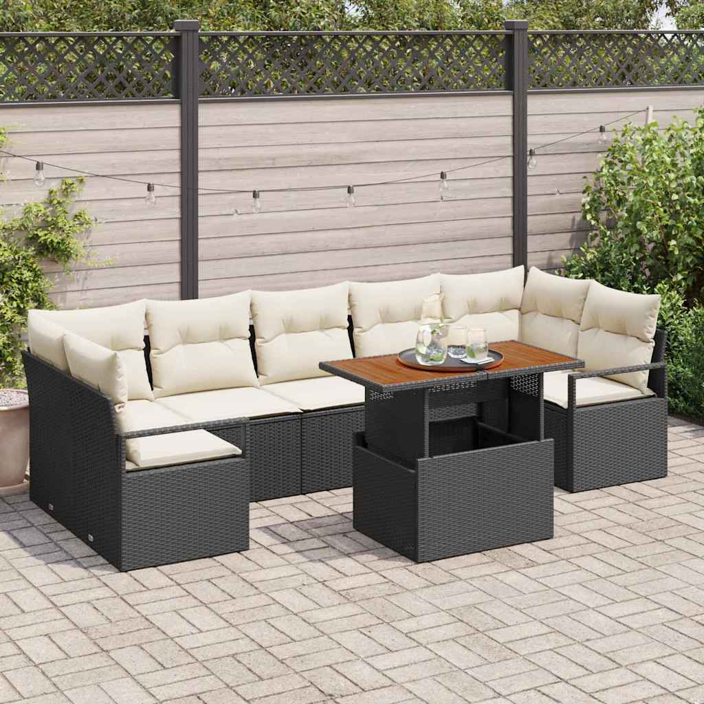 8-Teiliges Garten Sofa Set Mit Kissen Poly Rattan
