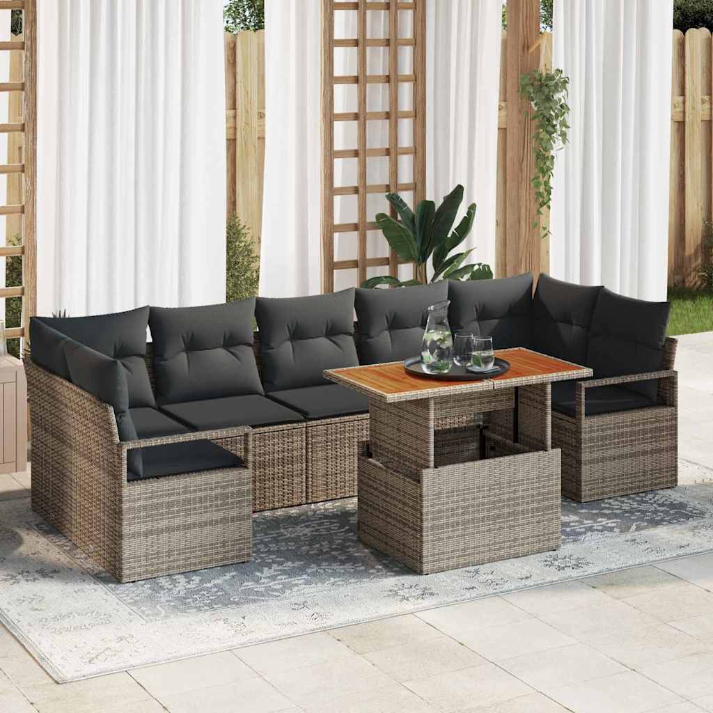 8-Teiliges Garten Sofa Set Mit Kissen Poly Rattan