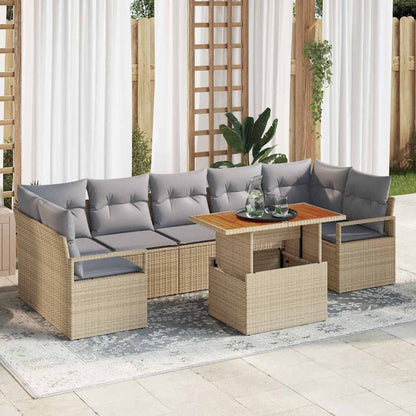 8-Teiliges Garten Sofa Set Mit Kissen Poly Rattan
