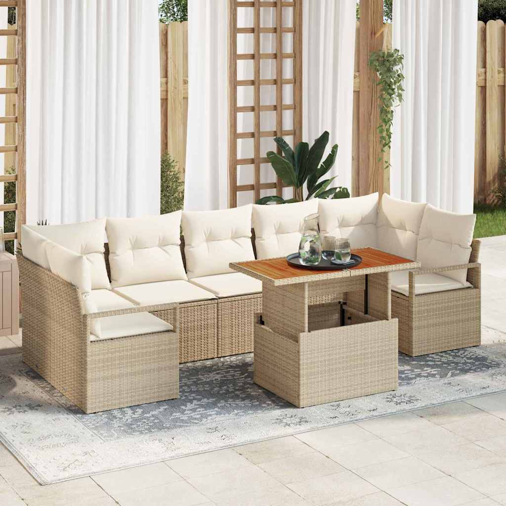 8-Teiliges Garten Sofa Set Mit Kissen Poly Rattan