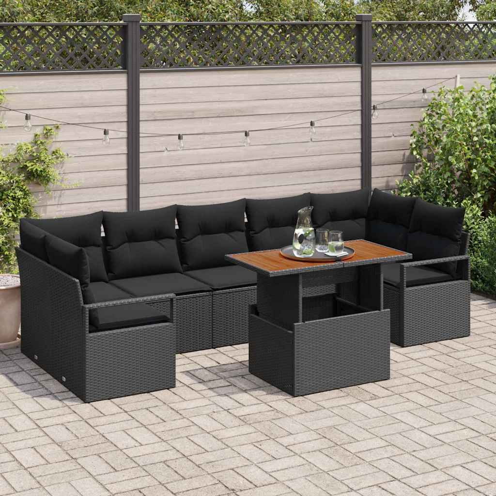 8-Teiliges Garten Sofa Set Mit Kissen Poly Rattan